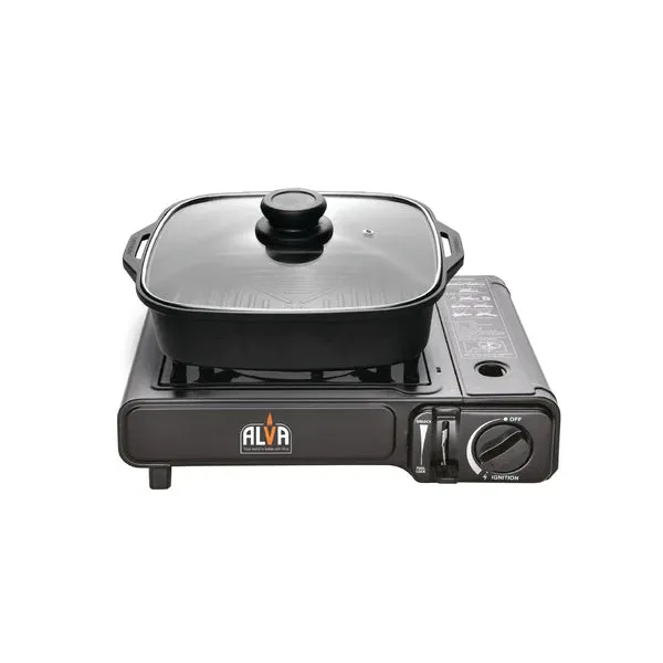 Single Burner Butane Canister Stove   Cooking Pot & Lid