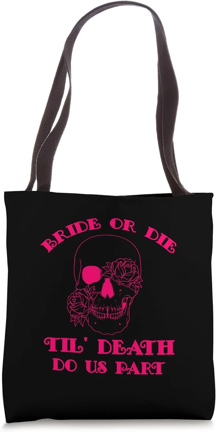 Skull Bride or Die Halloween Bachelorette Party Bridesmaid Tote Bag