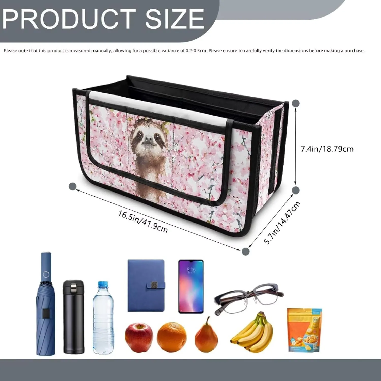 Sloth Cherry Blossom Rollator Seat Bag Butterfly Hands-Free Storage Basket Large Walker Bag for Four Wheel Rollator Universal Fit for Walkers Scooters or Rollator Walkers