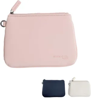 Small, slim heat-resistant makeup beauty pouch for purse. Insulated cosmetic pouch helps protect makeup from melting, spoiling and expiring quickly. Makeup bag for car (Pouch, Nude Pink Pouch)