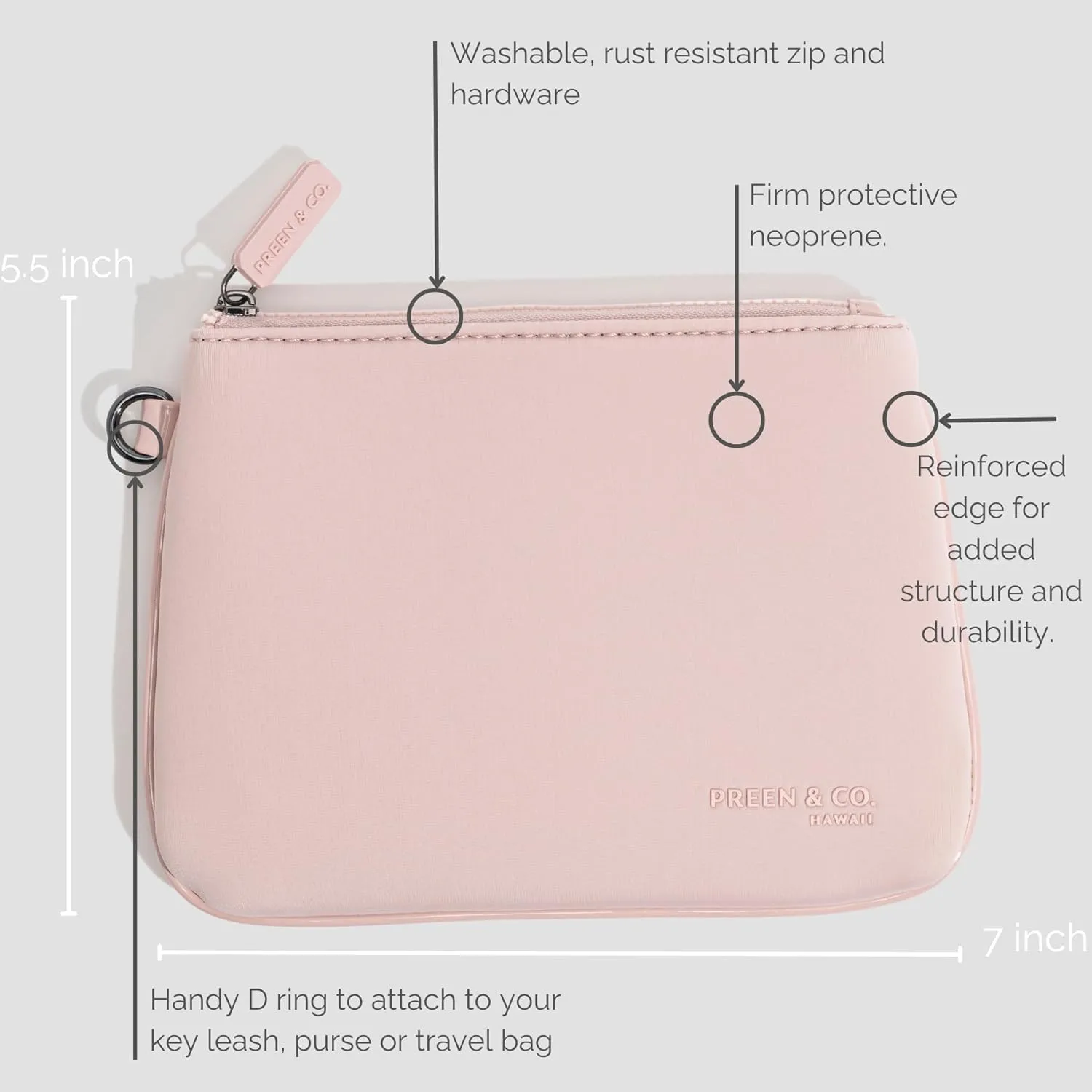 Small, slim heat-resistant makeup beauty pouch for purse. Insulated cosmetic pouch helps protect makeup from melting, spoiling and expiring quickly. Makeup bag for car (Pouch, Nude Pink Pouch)