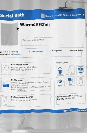 Social Media PVC Free 100% Peva Shower Curtain 70.9x78.7in [180x200cm] - Blue in German