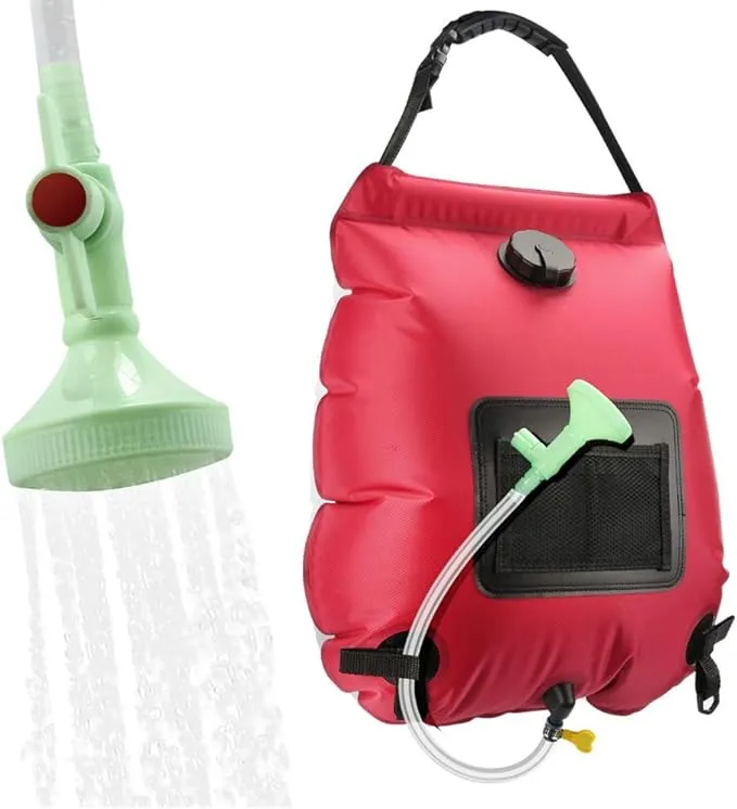 Solar Shower Bag | 5 Gal/20L Solar Heating Camping Shower Bag | Removable Hose | On-Off Switchable Shower Head | Ducha Portatil | Traveling Shower | Portable Shower for Beach Swimming, Hiking