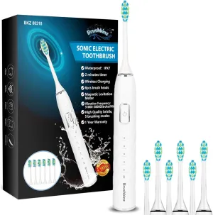 Sonic Electric Toothbrush White - 5 Modes with Smart Timer - Soft Bristle Wireless Rechargeable Toothbrush for Adults - Power Vibrating Toothbrush for Dental Oral Care - Lasts 60 Days