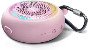 SOWO Bluetooth Shower Speaker Waterproof - Small Portable Bluetooth Speaker Wireless with Clip - Powerful Bass and Louder Volume - Colorful Lights and Lightweight with TWS Pairing - Pink