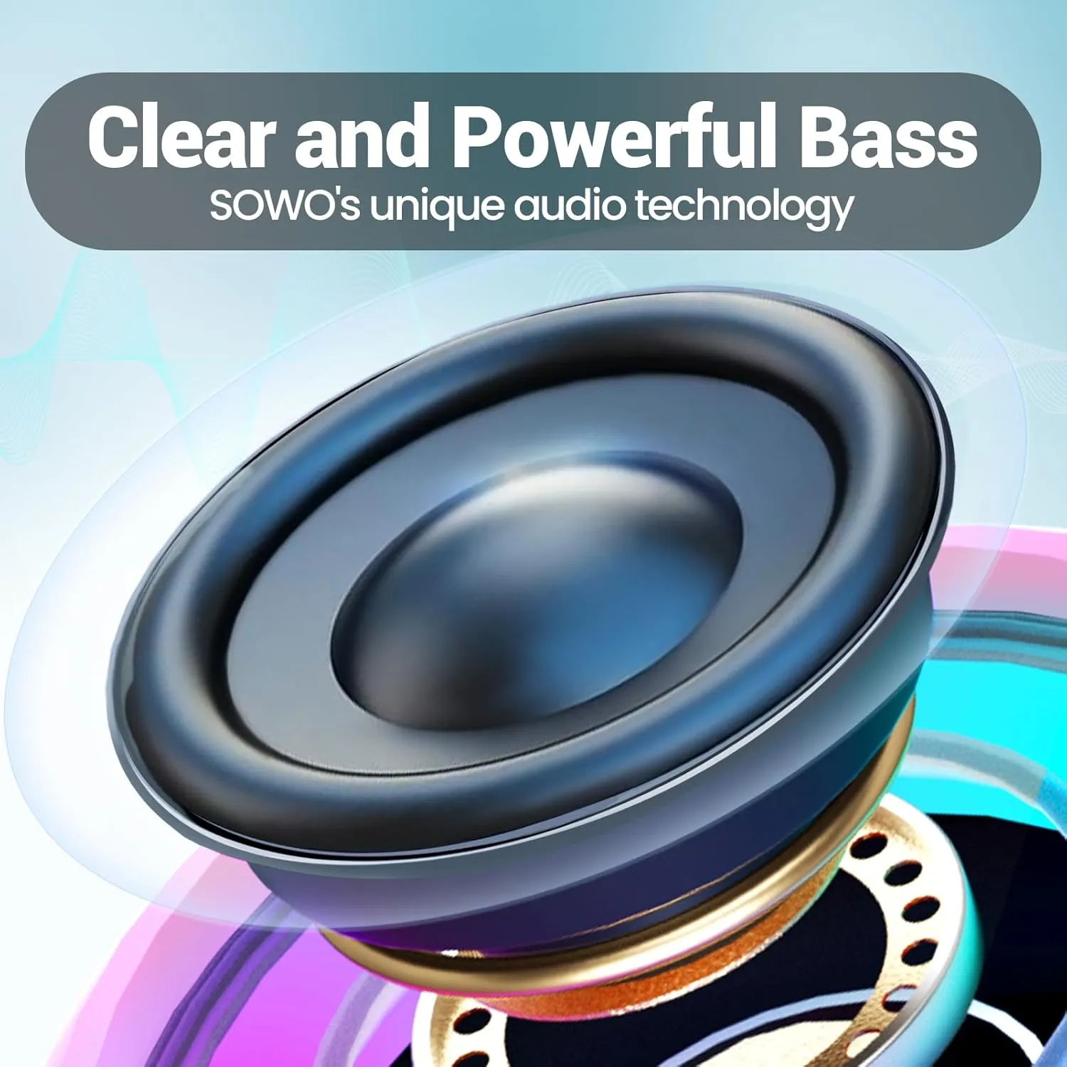 SOWO Bluetooth Shower Speaker Waterproof - Small Portable Bluetooth Speaker Wireless with Clip - Powerful Bass and Louder Volume - Colorful Lights and Lightweight with TWS Pairing - Pink