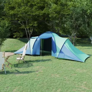 Spacious Camping Tent for 6 Persons, Easy Setup, Waterproof, Mosquito Net, Blue and Green