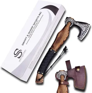 SS SMART & SHARP SPORTS INC Custom Handmade High Carbon Steel Viking Axe Real Hatchet,Gift for hIm,18 inches SS-17601 (Medieval Axe)