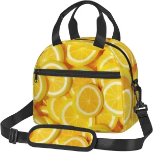 Stacked Lemon Slices Lunch Bag Hand Tote Crossbody Insulated Lunch Bag Large Portable Lunch Box
