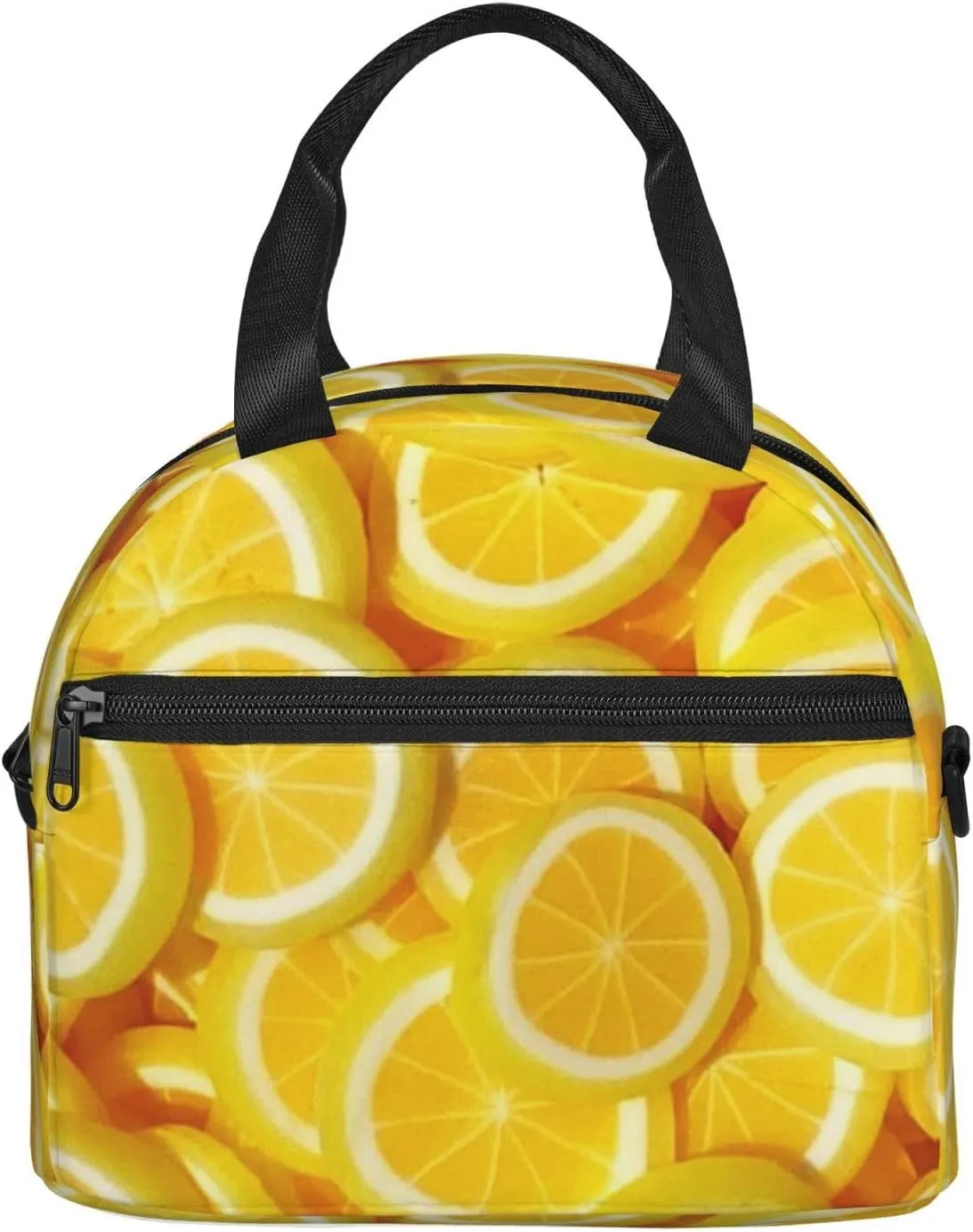 Stacked Lemon Slices Lunch Bag Hand Tote Crossbody Insulated Lunch Bag Large Portable Lunch Box