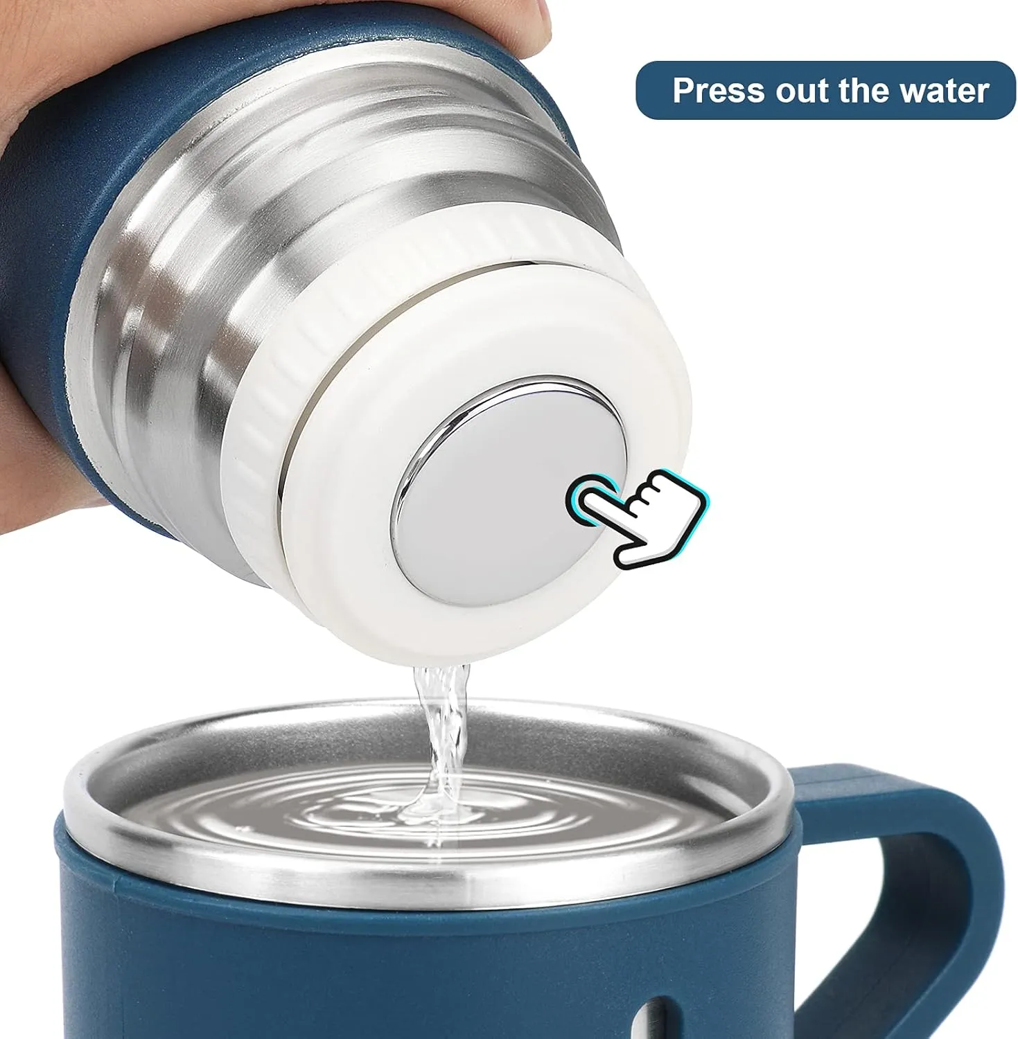 Stainless Steel Thermo 500ml/16.9oz Vacuum Insulated Bottle with Cup for Coffee Hot drink and Cold drink water flask.(Blue,Set)