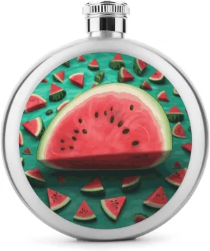 Stainless Steel Wine Bottle Liquor Container Dream Watermelon Print Leak Proof Hip Flask Durable for Camping Hiking Travel Festivals