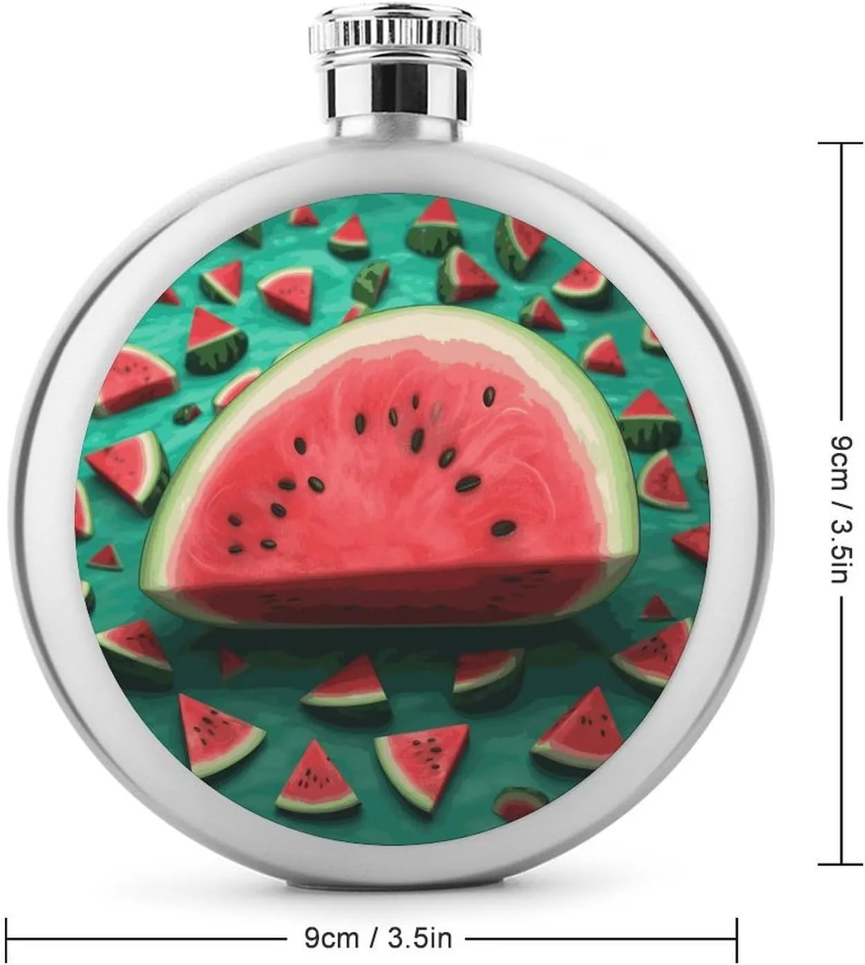 Stainless Steel Wine Bottle Liquor Container Dream Watermelon Print Leak Proof Hip Flask Durable for Camping Hiking Travel Festivals