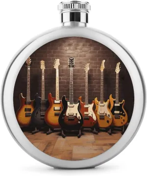 Stainless Steel Wine Bottle Liquor Container Guitar Collection Print Leak Proof Hip Flask Durable for Camping Hiking Travel Festivals