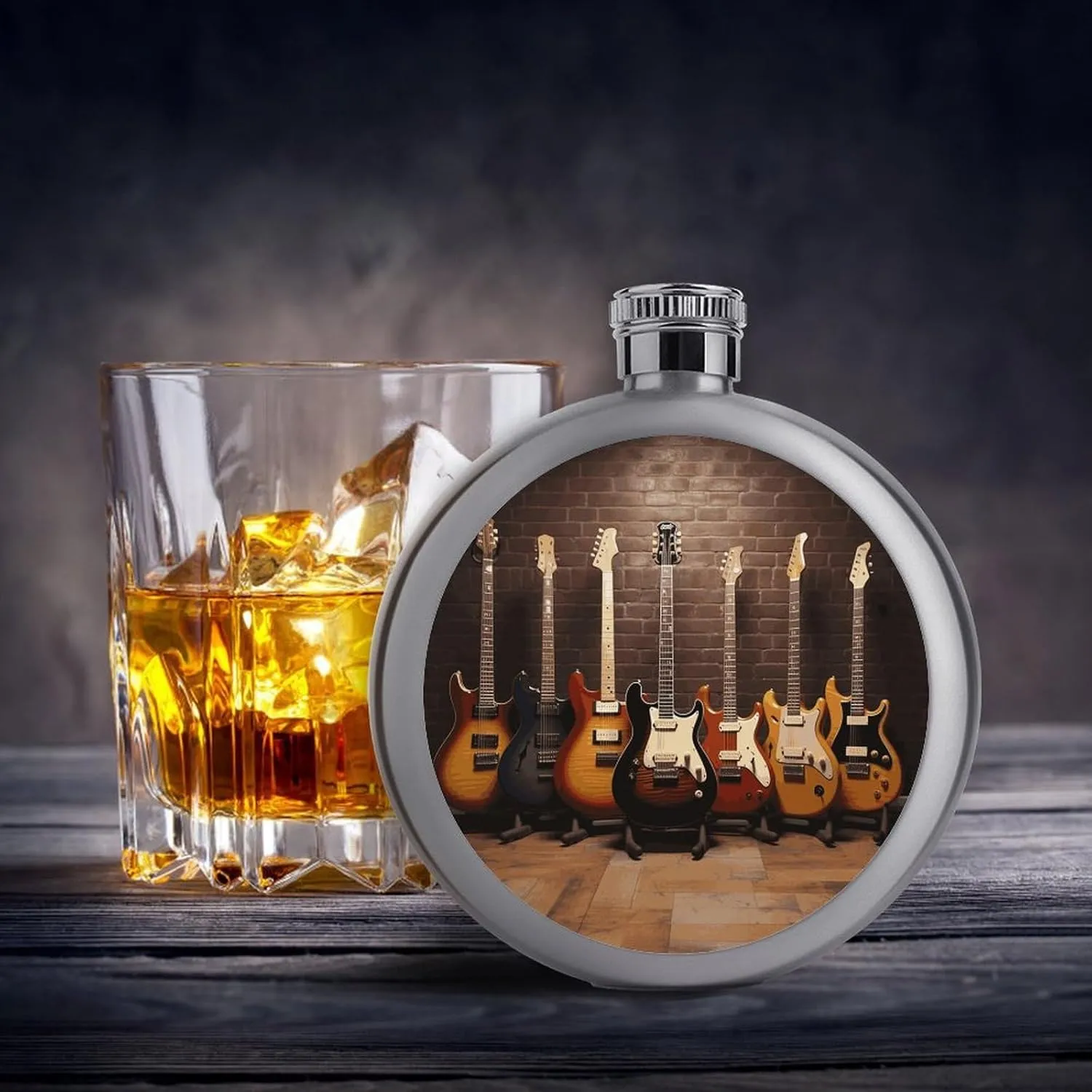 Stainless Steel Wine Bottle Liquor Container Guitar Collection Print Leak Proof Hip Flask Durable for Camping Hiking Travel Festivals