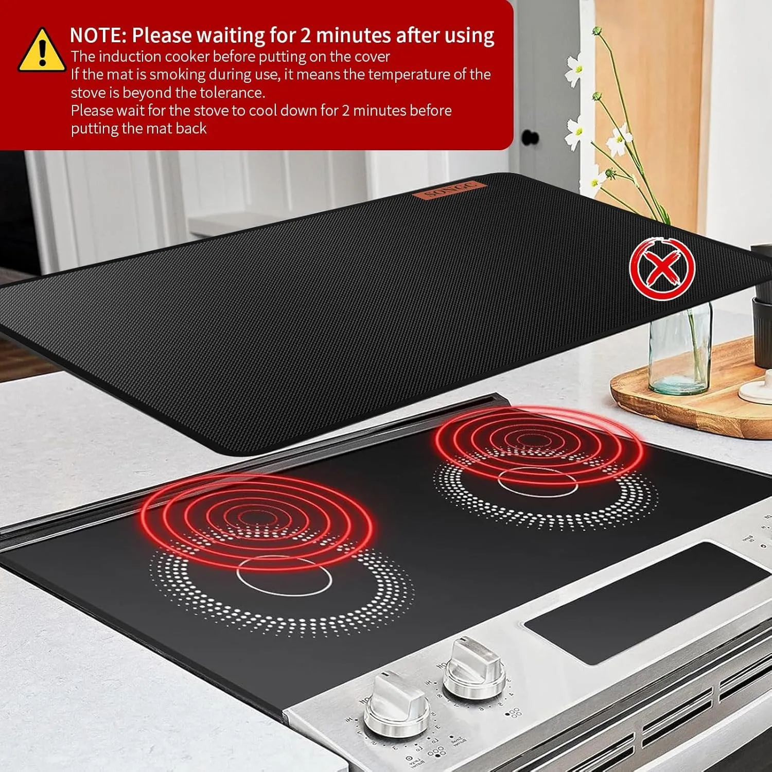 Stove Top Covers For Electric Stove Mat, Heat Resistant Mat for Glass Cooktop Double-Sided Fireproof Waterproof Oilproof 28.5 x 20 Inches Black