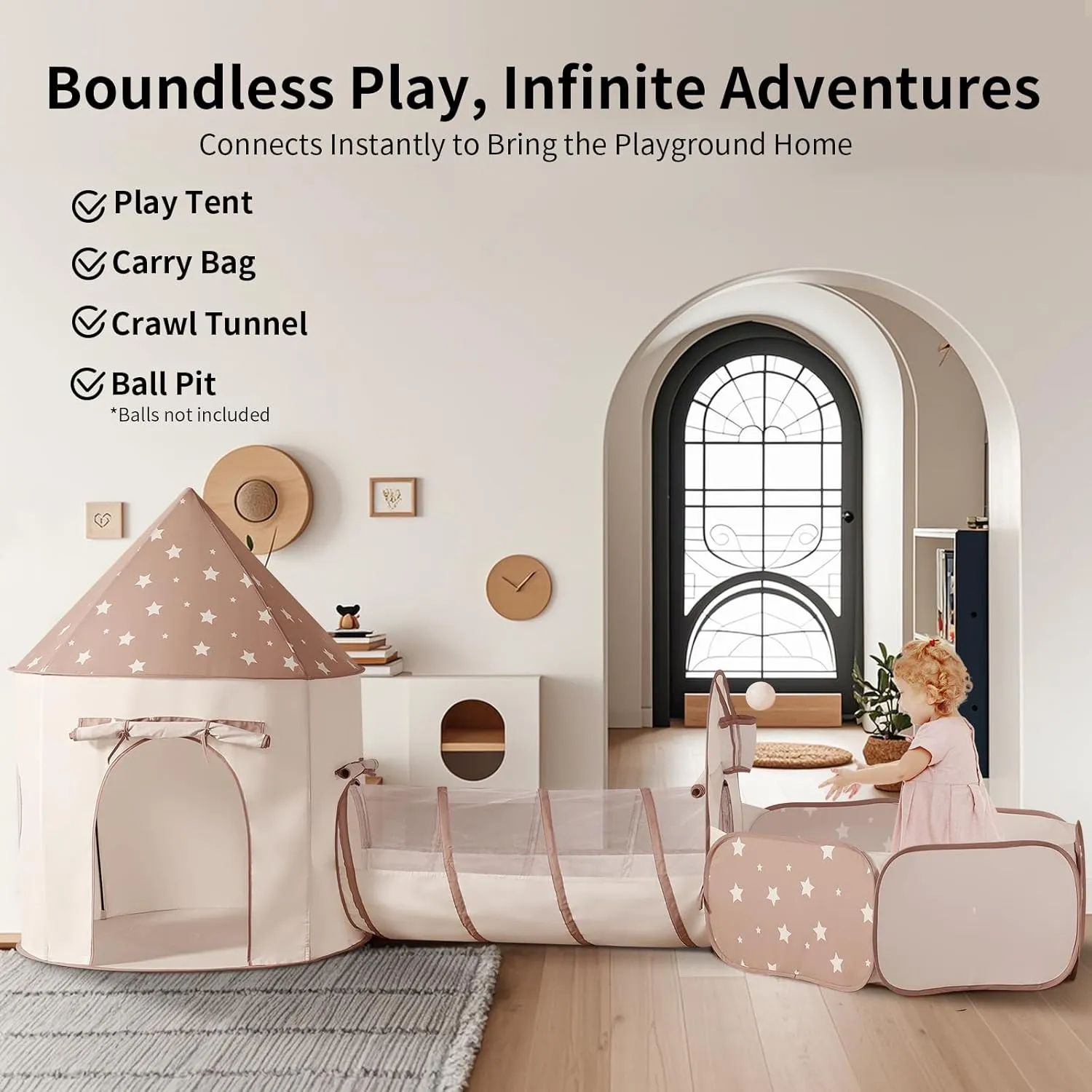 Sumbababy Kids Tent with Crawl Tunnel: Ball Pit Tent for Toddlers - Ball Pit Tunnels for Young Children - Pop Up Baby and Toddler Tent for Indoor & Outdoor