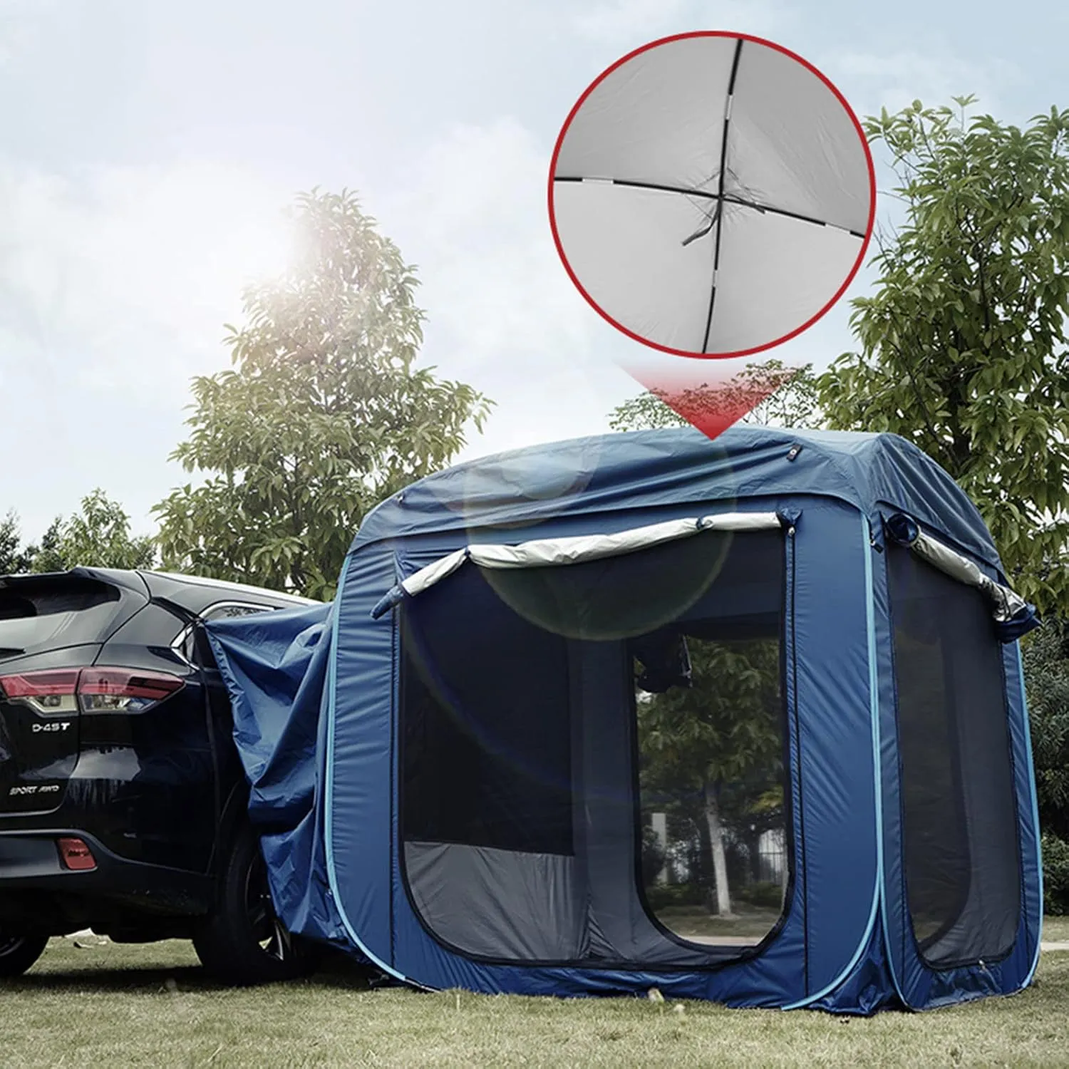 SUV Car Tents for Vehicles Tailgate Awning Tents,Car Camping Rear Tent with Rain Layer and Carry Bag,Pop-Up Truck Bed Tent for Camping,Accommodate,Traveling Outdoor Activities