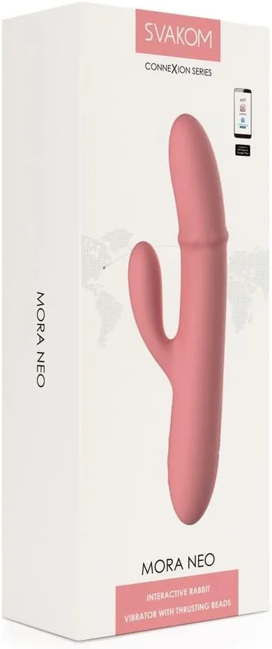 SVAKOM Mora Neo Rechargeable Silicone App Compatible Interactive Waterproof Rabbit Vibrator - Pink