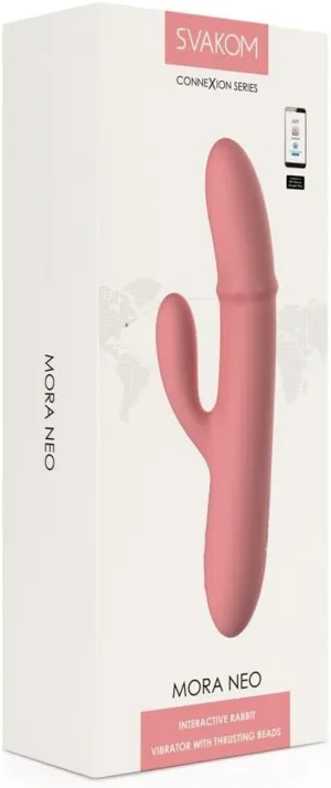 SVAKOM Mora Neo Rechargeable Silicone App Compatible Interactive Waterproof Rabbit Vibrator - Pink