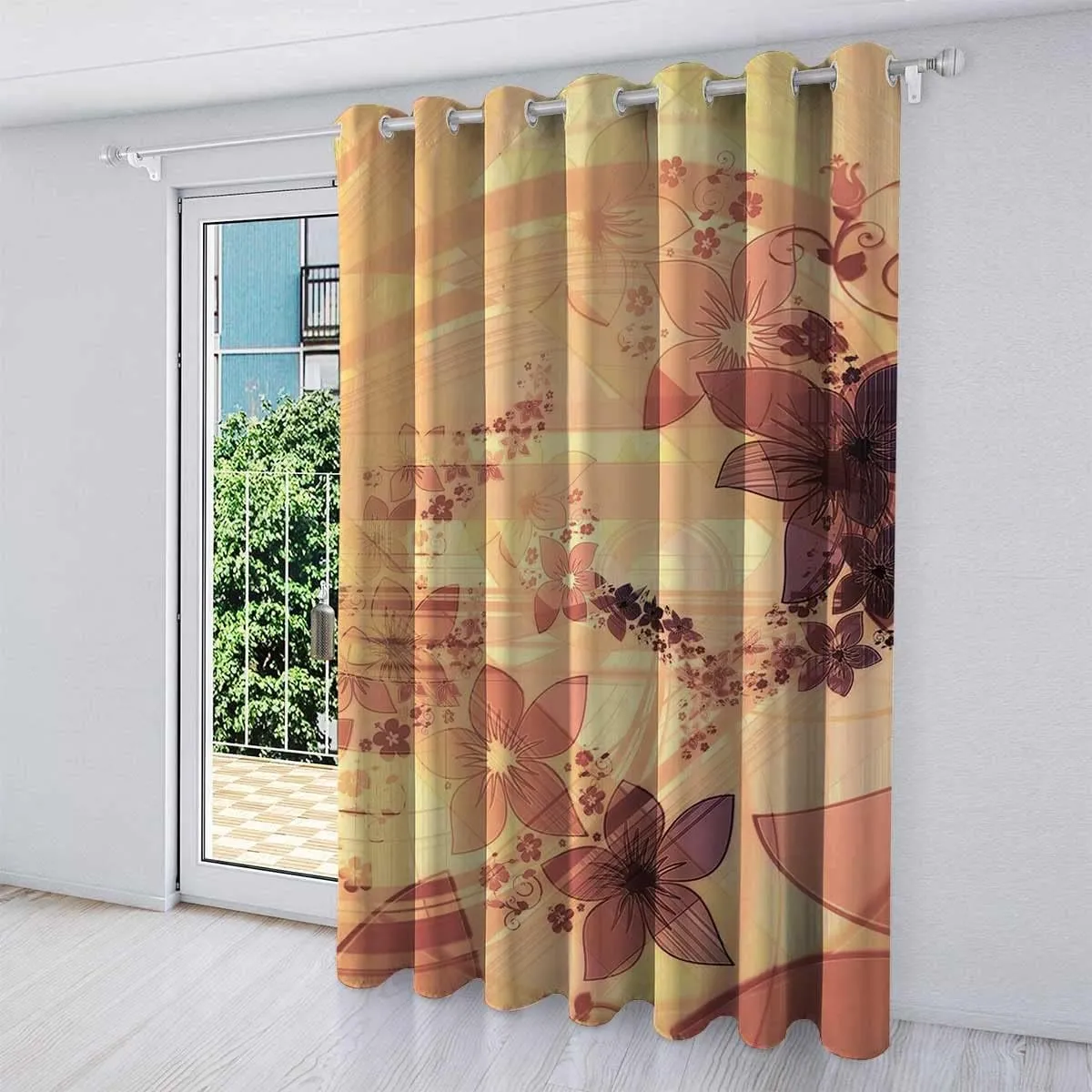 Swirl Flower Drapes for Bedroom Curlicue Greeting Card Drapes Embroidered Study Room,1 Panel,(W) 47 X (H) 47 Inches