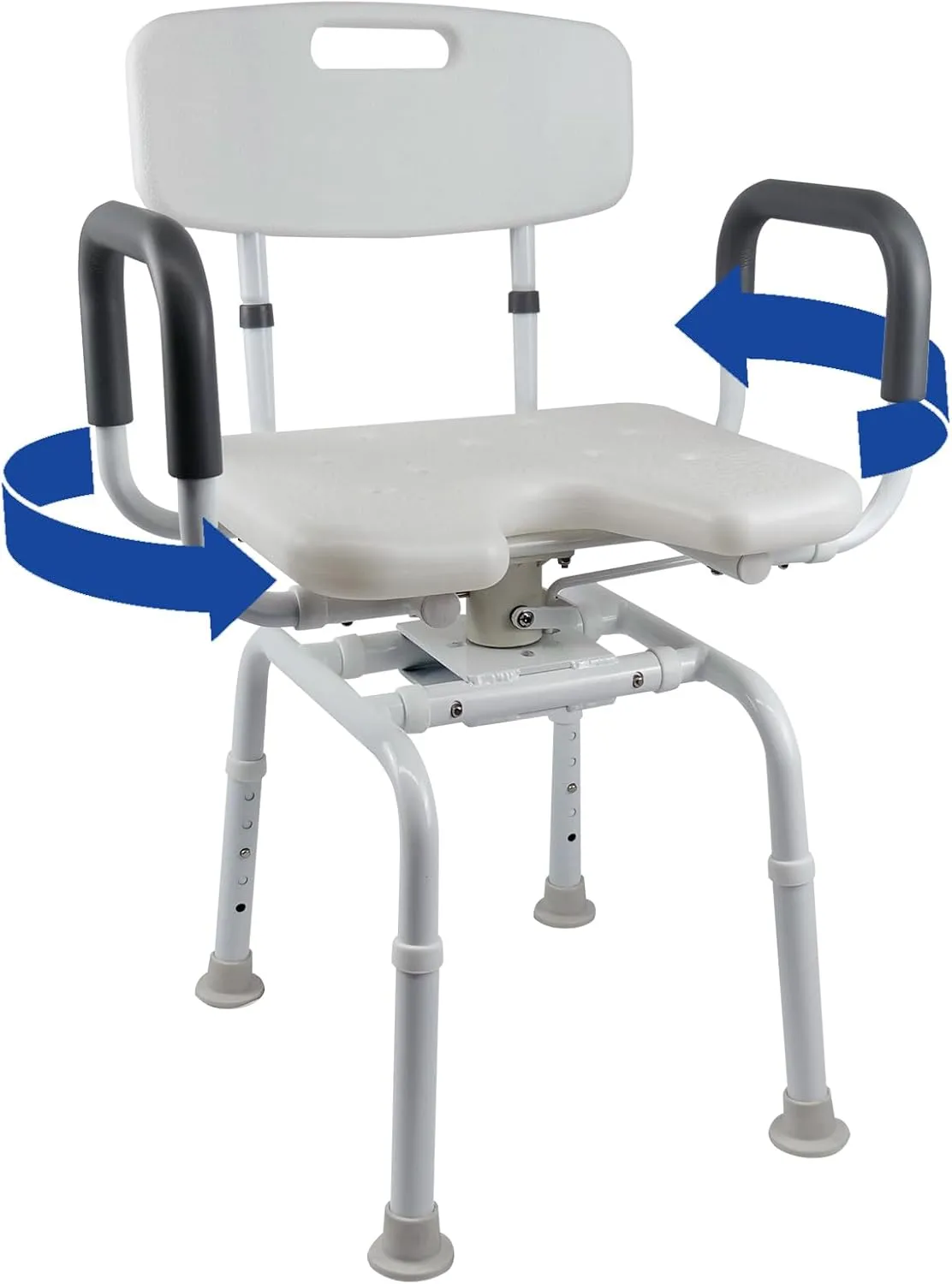 Swivel Shower Chair for Inside Shower, Adjustable Pivoting Bath Chair and Medical Grade Rotating Shower Seat with Liftable Armrests and Backrest Tools-Free Assemble