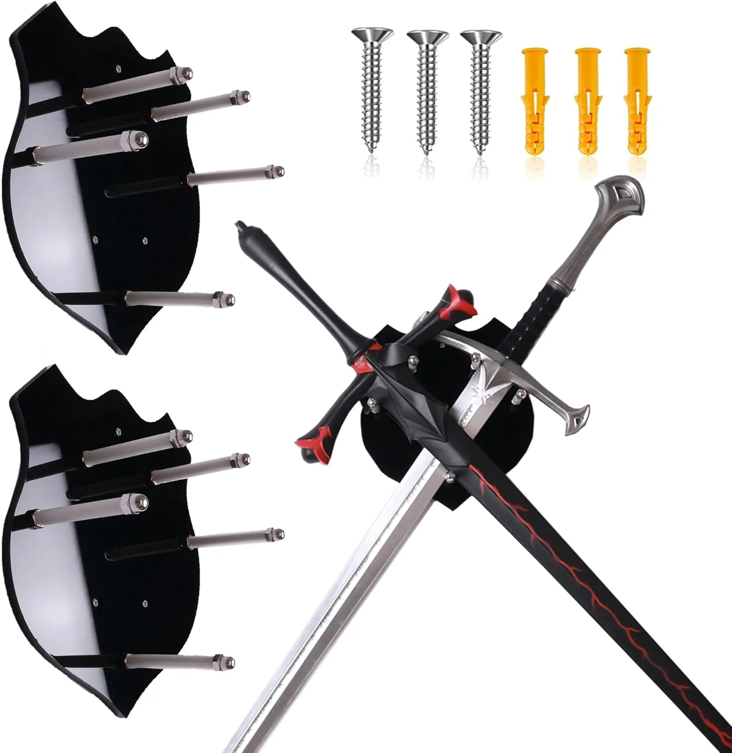 Sword Hanger,Sword Wall Mount,Axe Holder,Acrylic sword display stand,The sword holder can display two swords or a single sword at the same time with Hardware(Pack of 2)