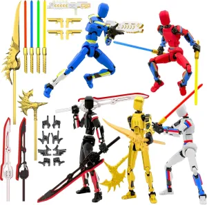 T13 Action Figure Already Assembled, 5-Pack Multi-Colored Titan 13 Action Figure Set Dummy with Laser Saber 3D Printed T 13 Lucky 13 Robo 13 Nova 13 Action Figures, Figura de acción t13, 5 Colors