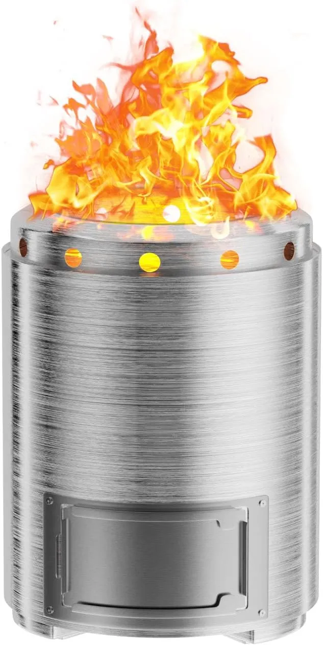 Tabletop Fire Pit, 7.3 x 5.5 in, Low Smoke Outdoor Mini Fire Stove for Outdoor & Patio, Fueled by Pellets or Wood, Safe Burning Table Top Firepit, with Travel Bag, 304 Stainless Steel