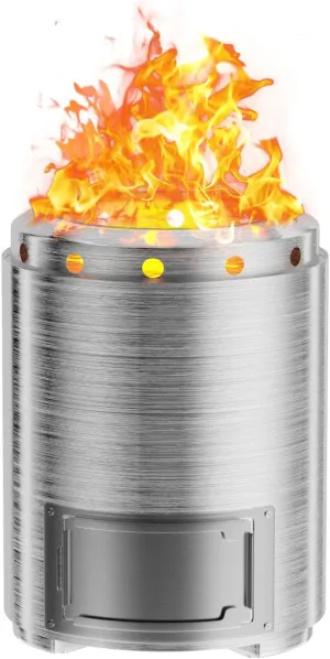 Tabletop Fire Pit, 7.3 x 5.5 in, Low Smoke Outdoor Mini Fire Stove for Outdoor & Patio, Fueled by Pellets or Wood, Safe Burning Table Top Firepit, with Travel Bag, 304 Stainless Steel