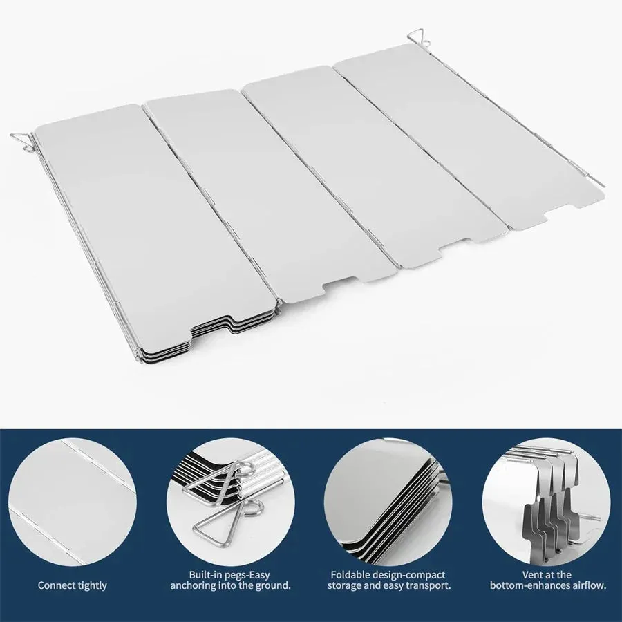Tall Stove Windscreen-Gas Burner Windshield- Aluminum Camping Stove Compact Folding,Outdoor Cooker Butane Burner Wind Shield