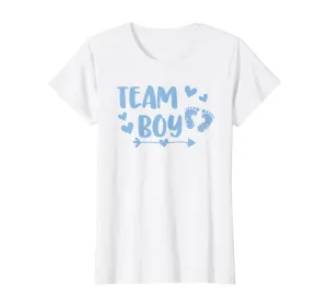 Team Boy Gender Reveal Baby Shower Shirt - Blue Feet Arrow