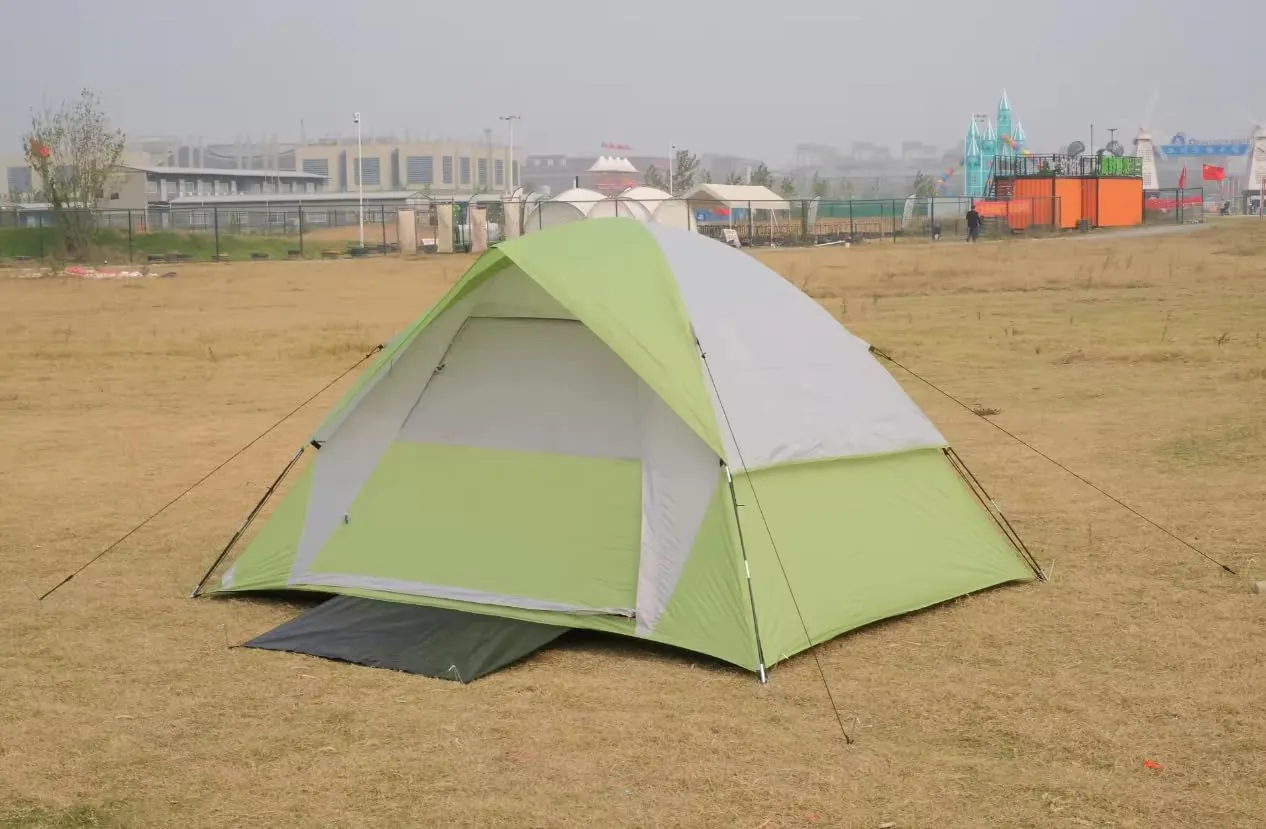 Tent for 2-3 Person, Spacious Green & Gray Dome Camping Tent, Easy Setup & Ventilated for Family Outdoor Trips