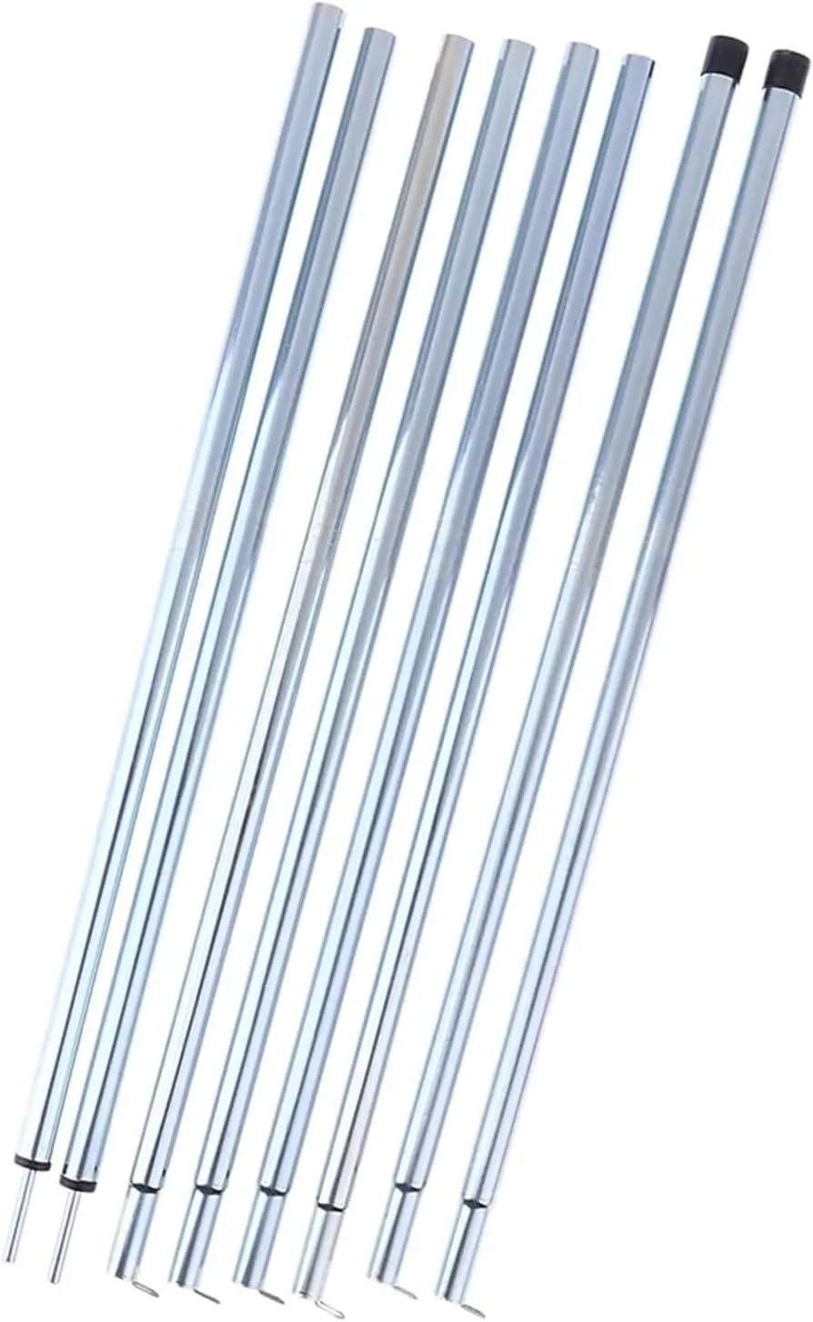 Tent Pole Support Frames Kit Outdoor Support， 2Pcs 4 Section Tarp Shelter Canopy Tent Awning Support Rod Porch Iron Pole Warterproof Sail Shade Pole