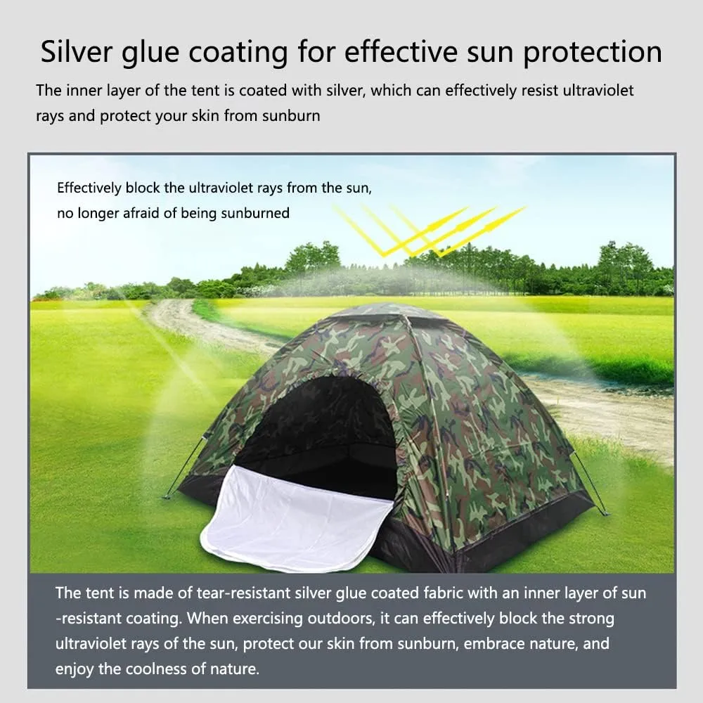 Tents 2/3/4 People,Camping Tent Camouflage Patterns, Picnicing Fishing Hiking Canopy,Waterproof Instant Backpacking Tent with Carry Bag for Hiking Travel Picnic Self-Driving Tour