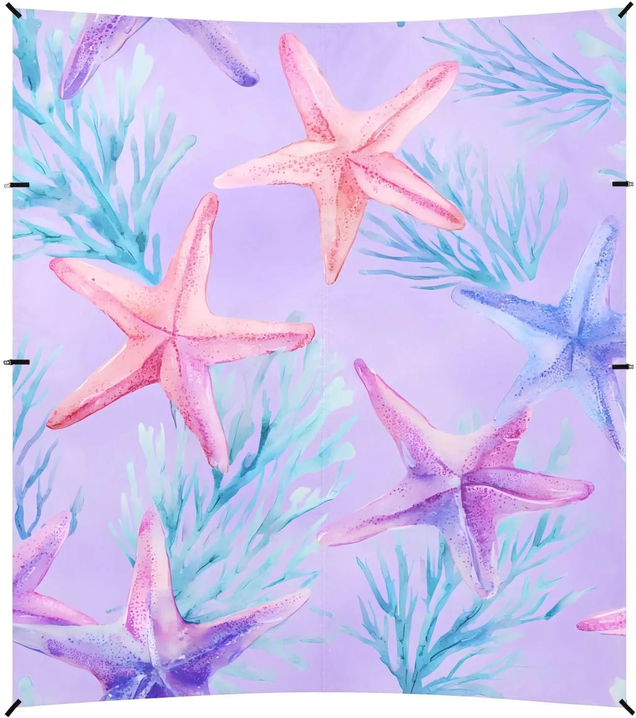 Tents Beach Tent with Sand Anchor, Starfish Coral Pattern Blue Purple Portable Canopy Sunshade - 9' x 10' - Sandbags & Reinforced Corners & Stability Poles Sun Shelter Outdoor Camping