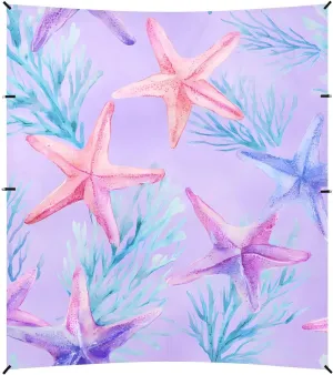 Tents Beach Tent with Sand Anchor, Starfish Coral Pattern Blue Purple Portable Canopy Sunshade - 9' x 10' - Sandbags & Reinforced Corners & Stability Poles Sun Shelter Outdoor Camping