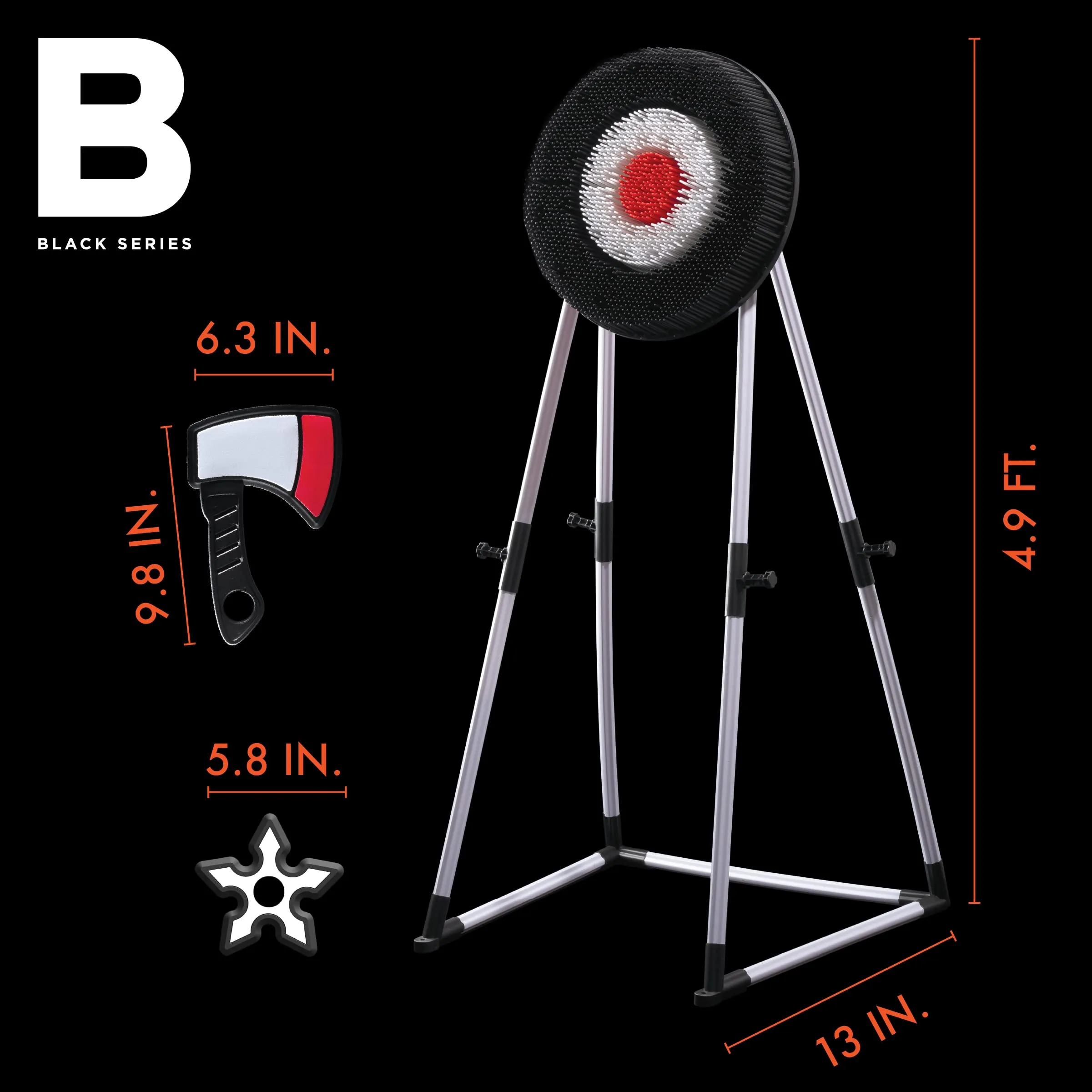 The Black Series Axe Throwing Target Set, Includes 3 Throwing Axes & Bristle Target, Blunted Edges & Lightweight Plastic, Safe for Indoor & Outdoor Use, Fun Adults & Kids Activity