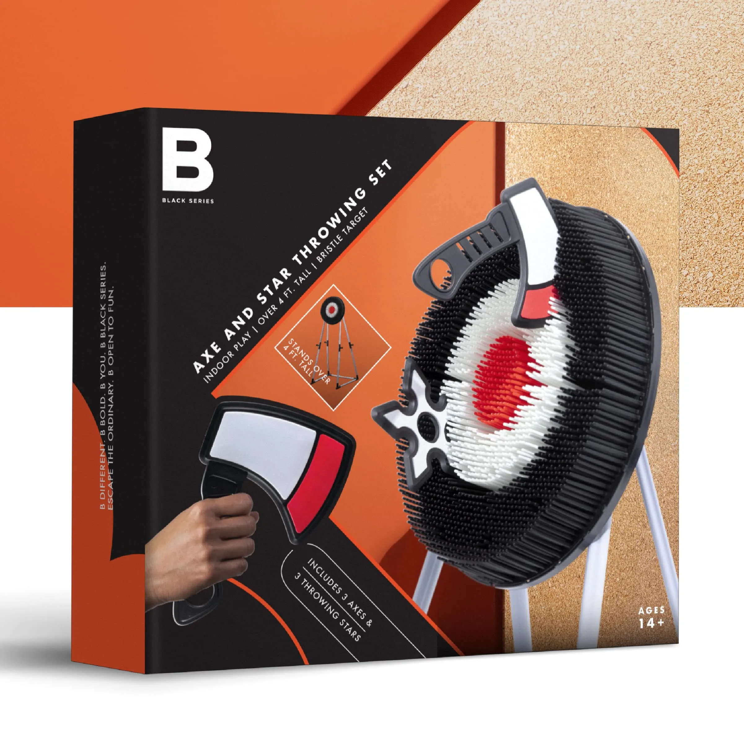 The Black Series Axe Throwing Target Set, Includes 3 Throwing Axes & Bristle Target, Blunted Edges & Lightweight Plastic, Safe for Indoor & Outdoor Use, Fun Adults & Kids Activity