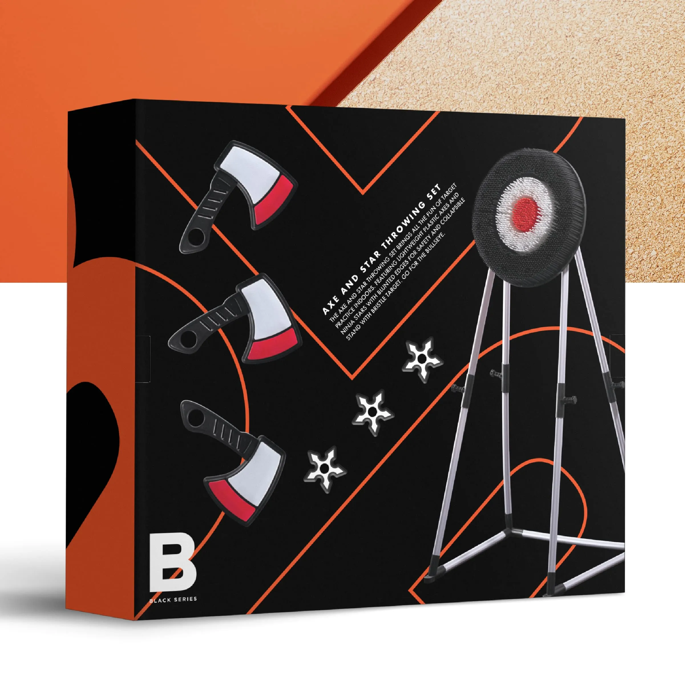 The Black Series Axe Throwing Target Set, Includes 3 Throwing Axes & Bristle Target, Blunted Edges & Lightweight Plastic, Safe for Indoor & Outdoor Use, Fun Adults & Kids Activity