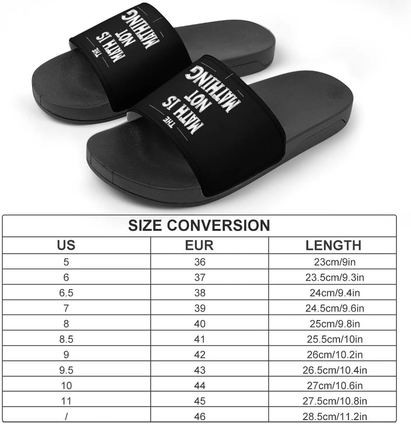 The Math Is Not Mathing Shower Shoes Slippers PVC Non-Slip Home for Bathroom Beach Indoor Outdoor