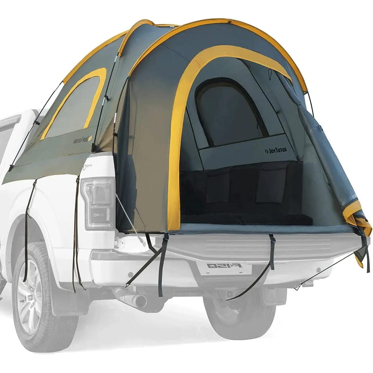 The perfect tent for two people and their pickup truck.