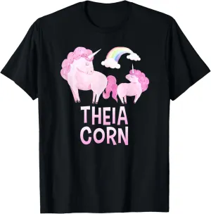 Theia Corn Funny Unicorn Greek Aunt Baby Shower T-Shirt