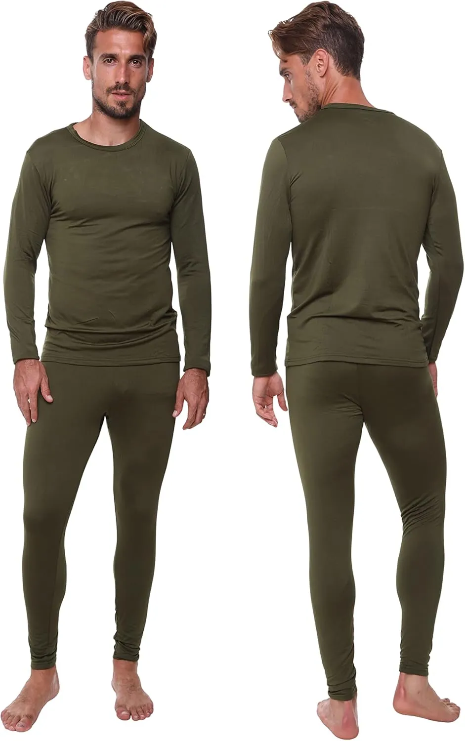 Thermal Underwear for Men Long John Set for Cold Weather Mens 2 pc Long Sleeve Shirt and Leggings Fleece Base Layer Thermals