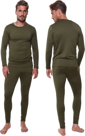 Thermal Underwear for Men Long John Set for Cold Weather Mens 2 pc Long Sleeve Shirt and Leggings Fleece Base Layer Thermals