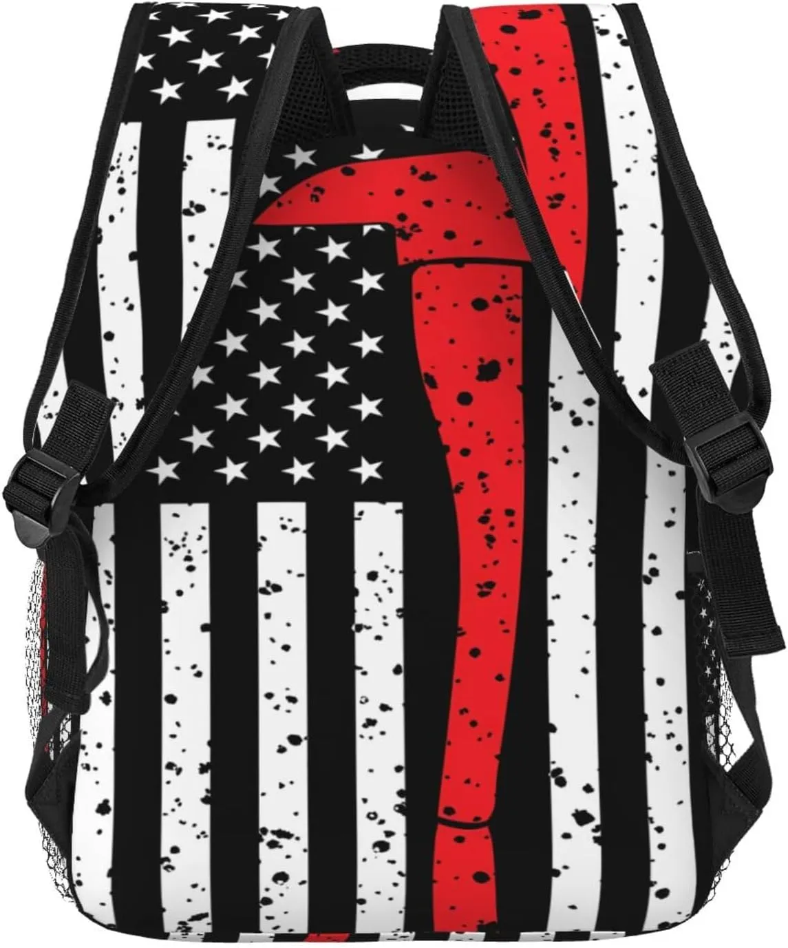 Thin Red Line Axe American Flag Patriot Firefighter Backpack Casual Laptop Backpack Double Shoulder Bag Lightweight Backpack For Women Men Travel