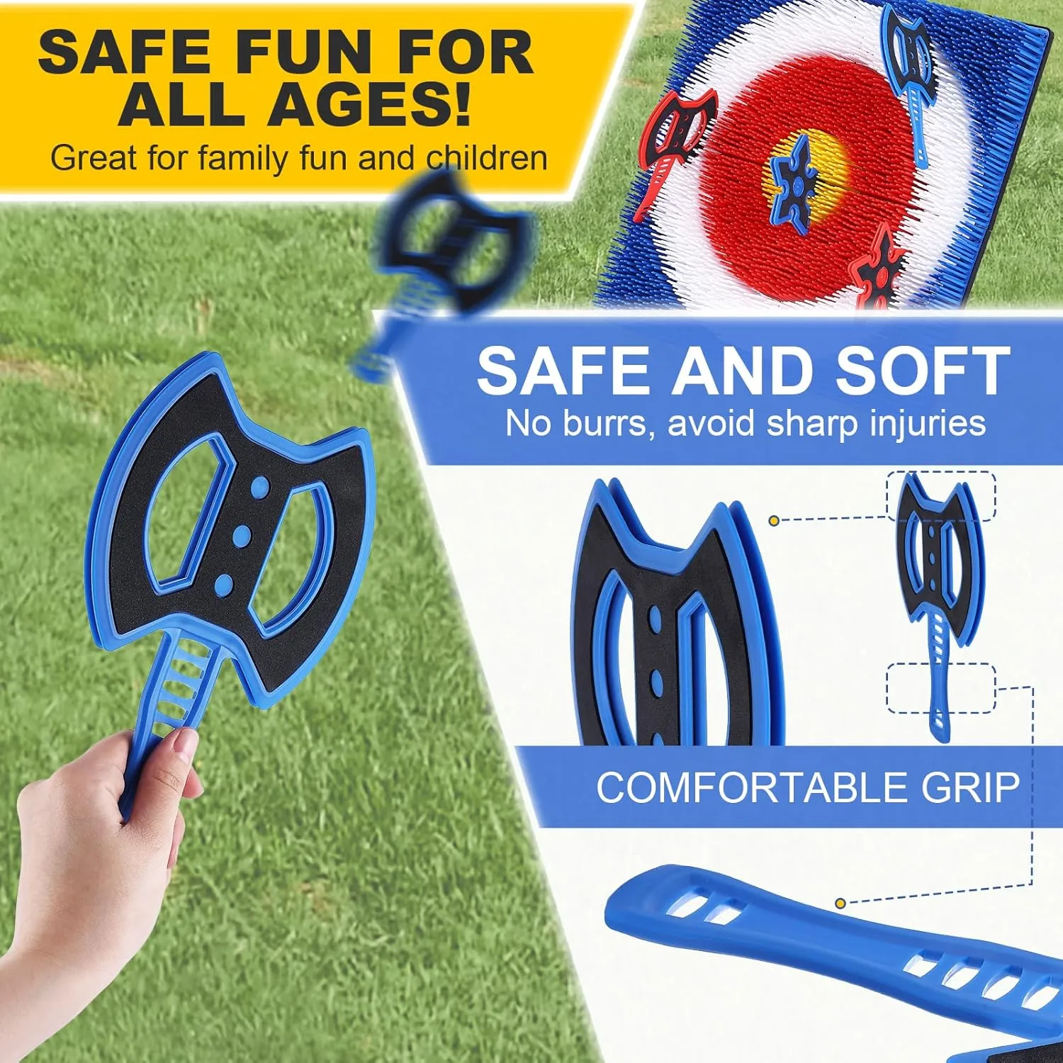 Throwing Axe for Axe Throwing Game for Backyard, Throwing Axe Set with Throwing Star for Outdoor Games, Durable and Fun for All Ages（8 Axes）