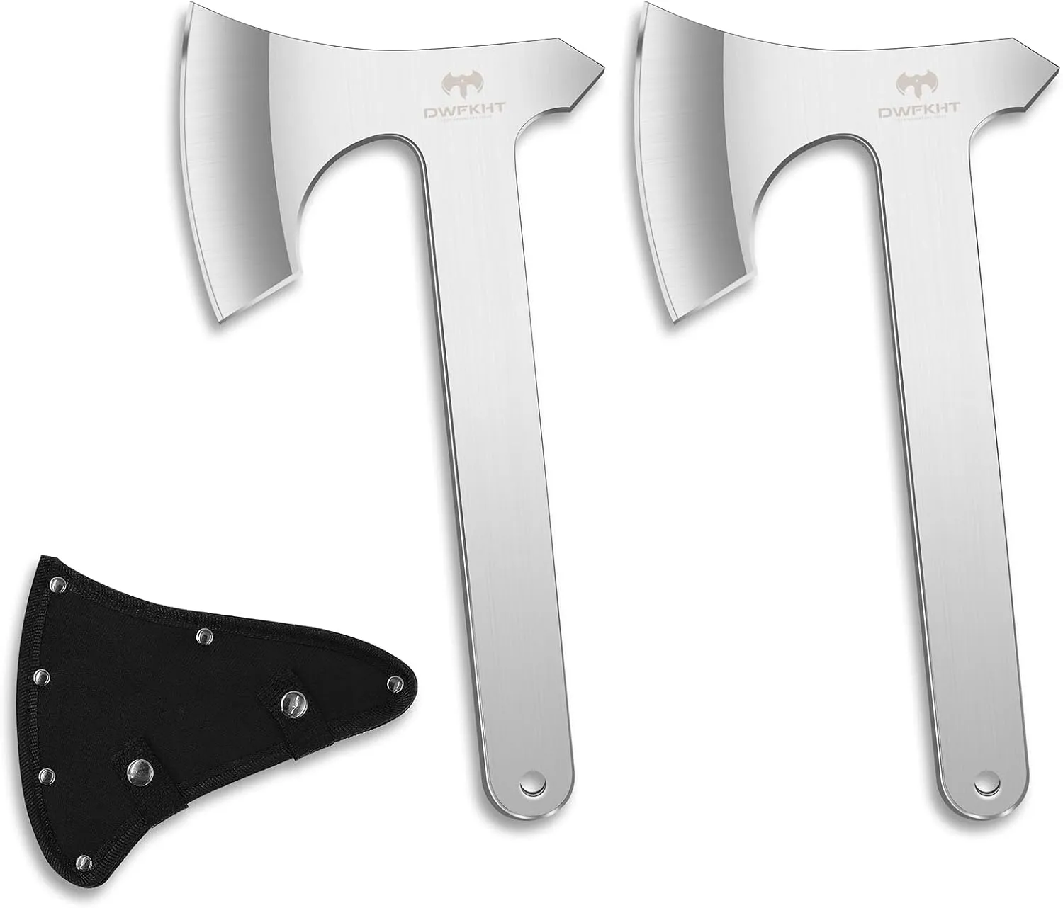 Throwing Axe Set, 2 Pack 10.2" Throwing Axes and Tomahawks Full Tang Stainless Steel with Nylon Sheath, 4.3" Blades Design, Perfect for Axe Throwing Game, Competition and Recreation