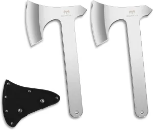 Throwing Axe Set, 2 Pack 10.2" Throwing Axes and Tomahawks Full Tang Stainless Steel with Nylon Sheath, 4.3" Blades Design, Perfect for Axe Throwing Game, Competition and Recreation