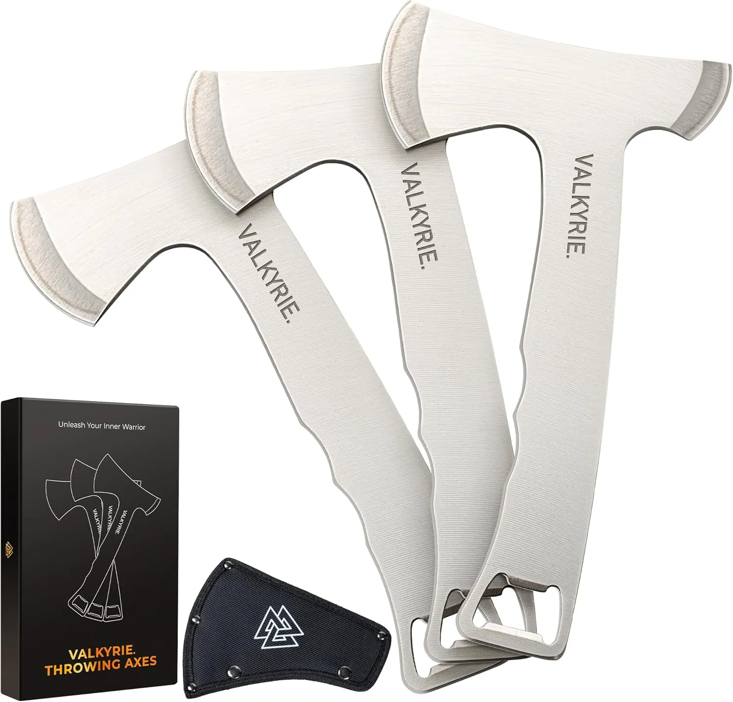 Throwing Axe Set – 3 Stainless Steel Tactical Tomahawk Axes with Nylon Cover – Camping & Outdoor Throwing Axes for Axe Throwing, Target Practice & Bottle Opener Feature